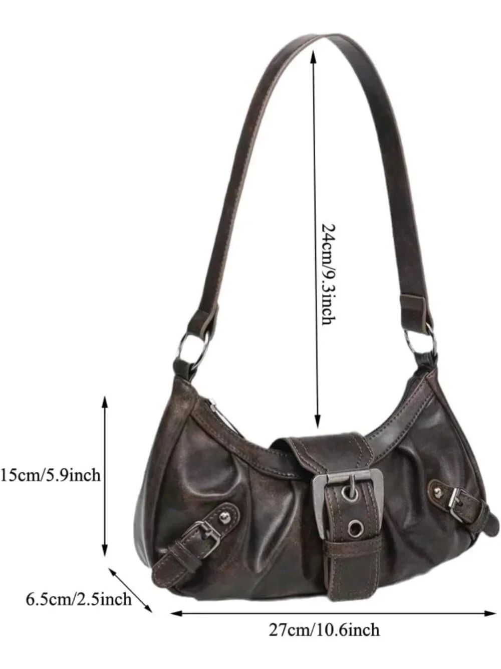 Trendy Y2K Small Shoulder Bag - Punk Hobo Clutch, Leather Top Handle Purse